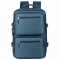 Zaino business capiente con scomparti multipli in nylon blu scuro per viaggi e ufficio - Verde petrolio
