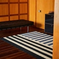 Tappeto bagno nordico geometrico a strisce blu e beige con texture antiscivolo - 45x70cm / Blu