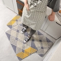 Juego de alfombras de cocina geométricas modernas absorbentes de felpa gris y amarillo - 40x60cm