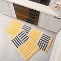 Juego de 2 alfombrillas de cocina estilo japonés con rayas geométricas en amarillo y azul - 40x60cm / Rayas Geométricas Amarillas y Azules (Raya Simple-2)