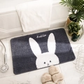 Cute bunny rectangle bathroom mat in dark grey with soft plush texture and hello text - Small / Cartoon Blue Rabbit