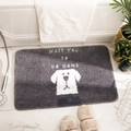 Deep grey rectangular bath mat with a white cartoon dog and home welcoming slogan - Small / Cartoon Dog