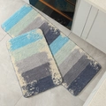 Set tappeti cucina moderni a strisce blu e grigie con texture morbida e antiscivolo - 45x70cm / Scala della Felicità - Righe Blu