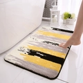 Dicke beflockte rutschfeste Badematte mit gelben und grauen Streifen im modernen Bad - 40x60cm / Gelb