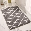 Tappetino da bagno grigio spesso con motivo a rombi bianchi e trama morbida - 45x70cm / Motivo a Rombi Grigio e Bianco (梯田)