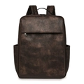 Retro dark brown PU leather backpack with vintage texture and large capacity - Two-tone Coffee