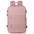 Zaino da viaggio rosa per laptop capiente con tasche multiple e porta USB esterna - Rosa