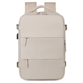 Zaino in nylon beige ad alta capacità con scomparti multipli e spallacci ergonomici - Bianco Sporco