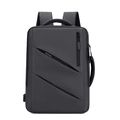 Dark grey business laptop backpack in waterproof fabric with USB port and ergonomic straps - Dark Gray