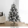 150cm flocked white Christmas tree with red berries and pine cones on metal stand - Mixed Leaf Snow C Style / 150cm