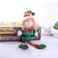 Lutin de Noël en peluche avec chapeau à pois et paillettes vertes pour décor de table - Ornement de Poupée Elfe Vêtements Verts (D-GJ53)