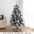 210CM frosted Christmas tree with red berries and pine cones on a metal stand - Mixed Leaf Snow C Style / 210cm