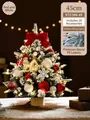 Albero di Natale innevato 45cm con ornamenti rosso-bianchi, LED e 18 accessori - 45cm Rosso & Bianco Set
