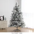 1.2m white flocked Christmas tree with natural pine cones and sturdy metal base - Mixed Leaf Snow B Style / 120cm