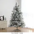 210CM snow flocked artificial Christmas tree with pine cones and sturdy metal stand - Mixed Leaf Snow B Style / 210cm