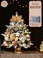 Mini albero di Natale artificiale 45cm con decorazioni dorate e luci LED calde - 45cm Legno Bianco Set