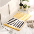 Modern geometric yellow and grey striped anti-slip bathroom mat in thick plush material - 40*60cm / Simple Stripe 2