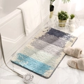 Tapis de bain géométrique abstrait avec blocs bleu et gris sur sol carrelé blanc - Happiness Ladder-1 (Bleu Gris Abstrait) / 40*60cm