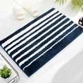 Blue and white striped microfiber bathroom mat with non-slip backing and plush texture - 45x65cm / Striped-Blue