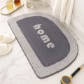Alfombra de baño semicircular con texto home, alfombrilla de felpa gris gruesa absorbente - 40x60cm / Azul Niebla