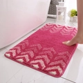 Absorbent rose red and beige wavy flocking bath mat with thick non-slip texture - 40*60cm / Hot Pink