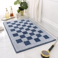 Tapis de bain damier bleu dans un décor de salle de bain moderne et lumineux - 40x60cm / Bleu Vintage