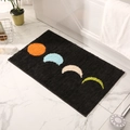 Thickened black bathroom mat with colorful moon phase patterns and non-slip flocking texture - 40x60cm / Sun & Moon - Dark Grey