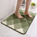 Green and cream gradient diamond plush bathroom mat with non-slip absorbent texture - Medium / Olive Green