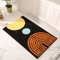 Tappeto da bagno antiscivolo moderno con semicerchio giallo e pois blu in bagno - 40x60cm / Grigio Scuro (Yinyue)