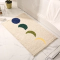 Plush rectangular bathroom mat featuring colorful moon phases on a soft beige background - 40x60cm / Sun & Moon - Beige