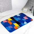 Tapis de bain floqué à motifs géométriques bleus avec envers antidérapant de luxe - 40*60cm / Bleu Coloré
