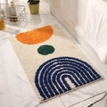 Tappetino da bagno geometrico moderno con motivi astratti arancioni e blu su crema - 40x60cm / Beige (Yinyue)