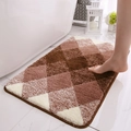 Plush brown and beige gradient diamond pattern non-slip bathroom mat for home - Medium / Coffee