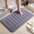 Alfombra de baño de hotel rectangular gris oscuro con textura de rayas gruesas y suave - 40x60cm / Azul grisáceo