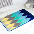 Dik gevlokt badkamerkleed met geometrische ruitpatronen in blauw en geel - 40*60cm / Diamant Blauw