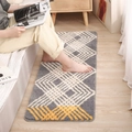 Moderner geometrischer Teppich in Grau und Gelb mit weicher Plüschtextur für Schlafzimmer - 40x60cm / Grau Weiß Gelb Geometrische Streifen