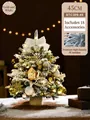 45cm mini snowy Christmas tree in gold and white with 18 ornaments and warm LED lights - 45cm Gold & White Set