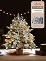 45cm mini snowy Christmas tree with black and white ornaments and LED lights - 45cm Black & White Set