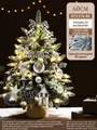 60cm Black and White Snowy Christmas Tree with PE leaves and 22 ornaments - 60cm Black & White Set