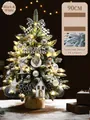 Modern 90cm mini Christmas tree with black and white ornaments and faux snow effect - 90cm Black & White Set