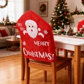 Rote Weihnachts-Stuhlhusse mit Weihnachtsmann-Stickerei und Merry Christmas Text - Weihnachtsmann-Stil (H-YT55)