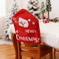 Rote Weihnachts-Stuhlhusse mit 3D-Schneemann, Text und festlicher Stickerei-Dekoration - Schneemann-Stil (H-YT56)