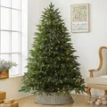240cm artificial Christmas tree with warm LED lights and willow tree skirt base - E Style (With Lights & Collar) - 240cm Height