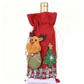 Kerst wijnfleshoes van jute met een pluchen rendier en decoratieve kerstboom details - Rendier Stijl