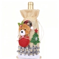 Kerst wijnfles zak van jute met 3D pluche beer en feestelijke kerstboom decoratie voor flessen - Beer Stijl