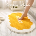 Tappetino da bagno ovale crema e giallo con scritta relax e morbida trama in peluche - 40x60cm / Pudding (Giallo)