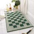 Tapis de bain damier vert en peluche épaisse avec envers antidérapant de qualité - 40x60cm / Vert Vintage