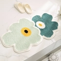 Absorbent floral bathroom rug with blue and green flower design and non-slip backing - 40x60cm / Spring Blossoms