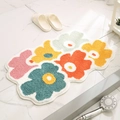 Colorful floral flocked bathroom mat with anti-slip backing and soft plush texture - 40x60cm / Secret Garden