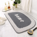 Alfombra de baño semicircular gris absorbente de chenilla con el texto home - 40x60cm / Gris Vintage
